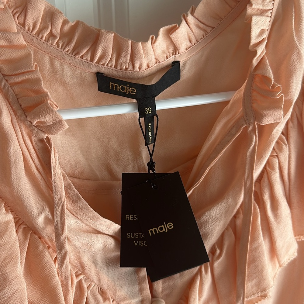 Maje Riava Ruffled Mini Dress size 36 - Picture 9 of 13